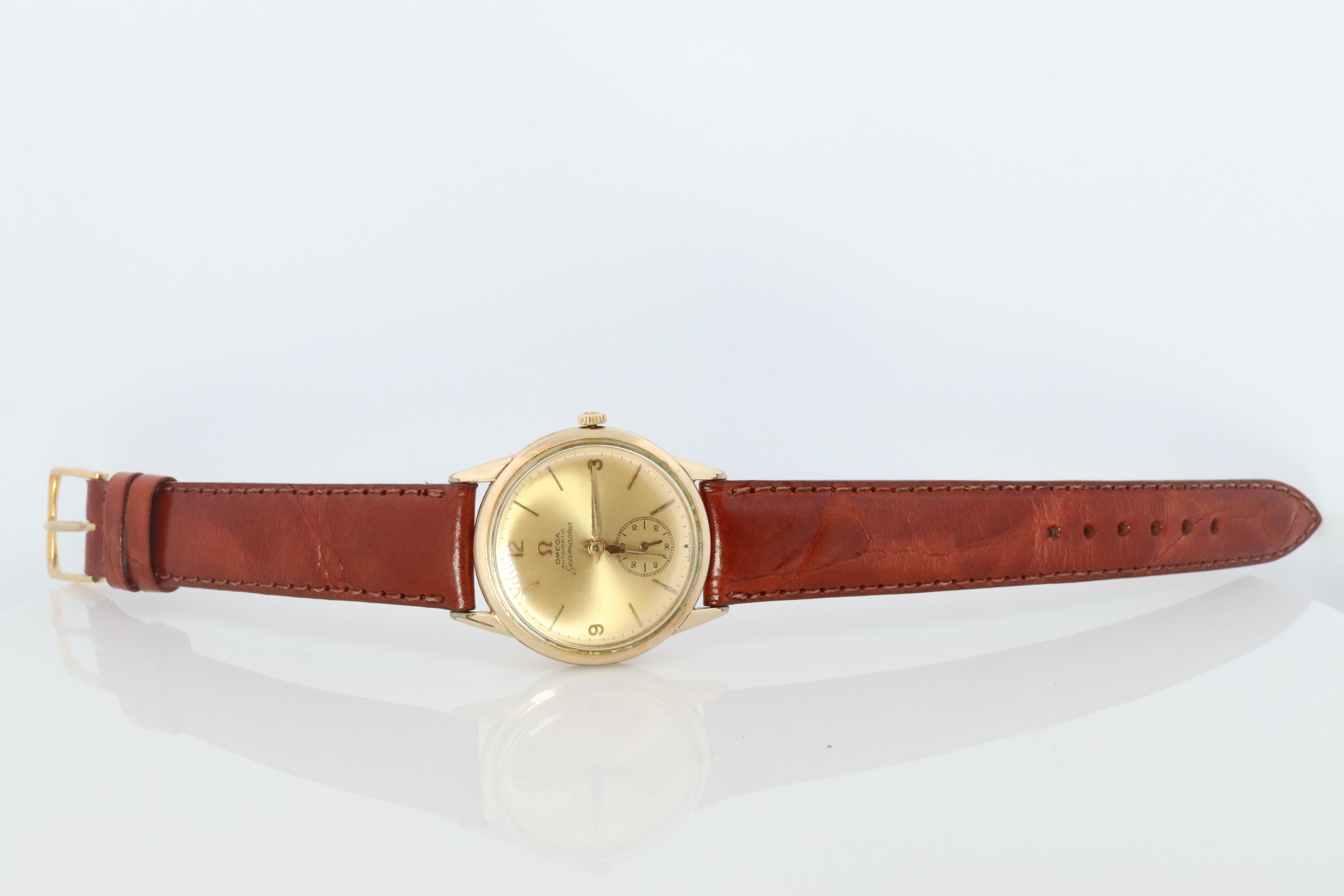 OMEGA Automatic Watch 10k GF Omega Automatic Hammer Bumper 1950s Mens Wristwatch For Sale 3