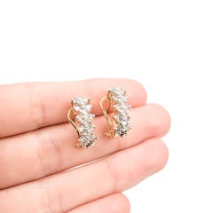 Omega Back Diamond Earrings in 14k Yellow Gold