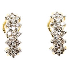 Omega Back Diamant-Ohrringe aus 14k Gelbgold