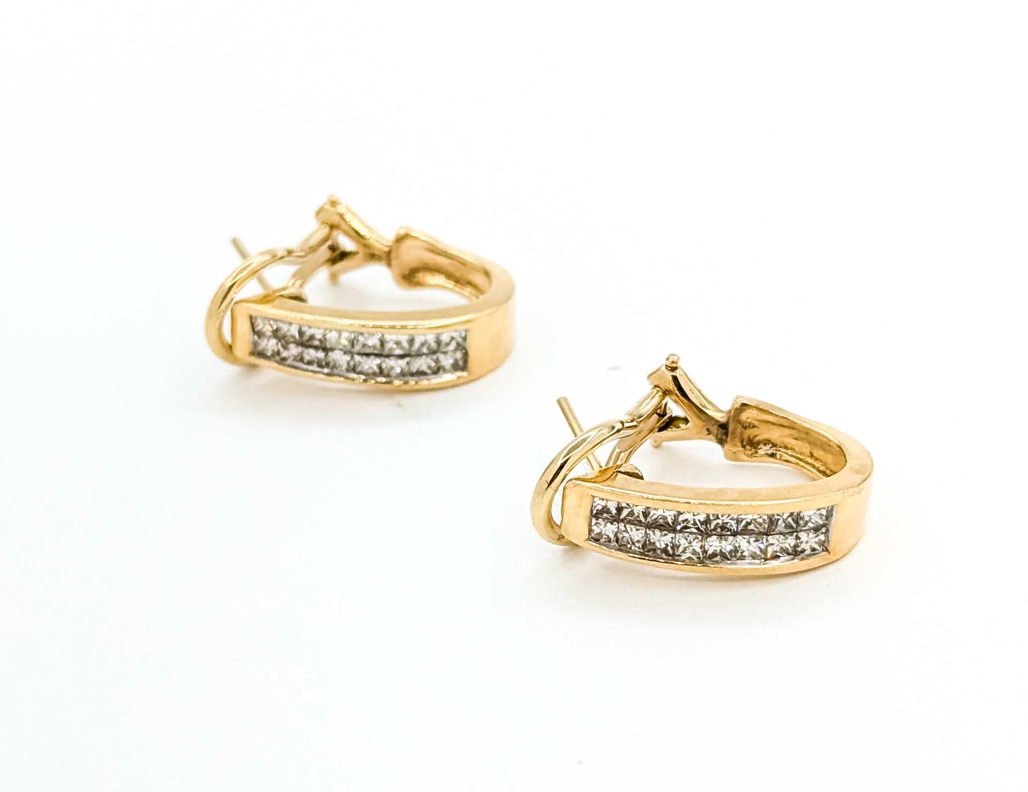 Boucles d'oreilles en or jaune 14 carats avec diamant en J Excellent état - En vente à Bloomington, MN