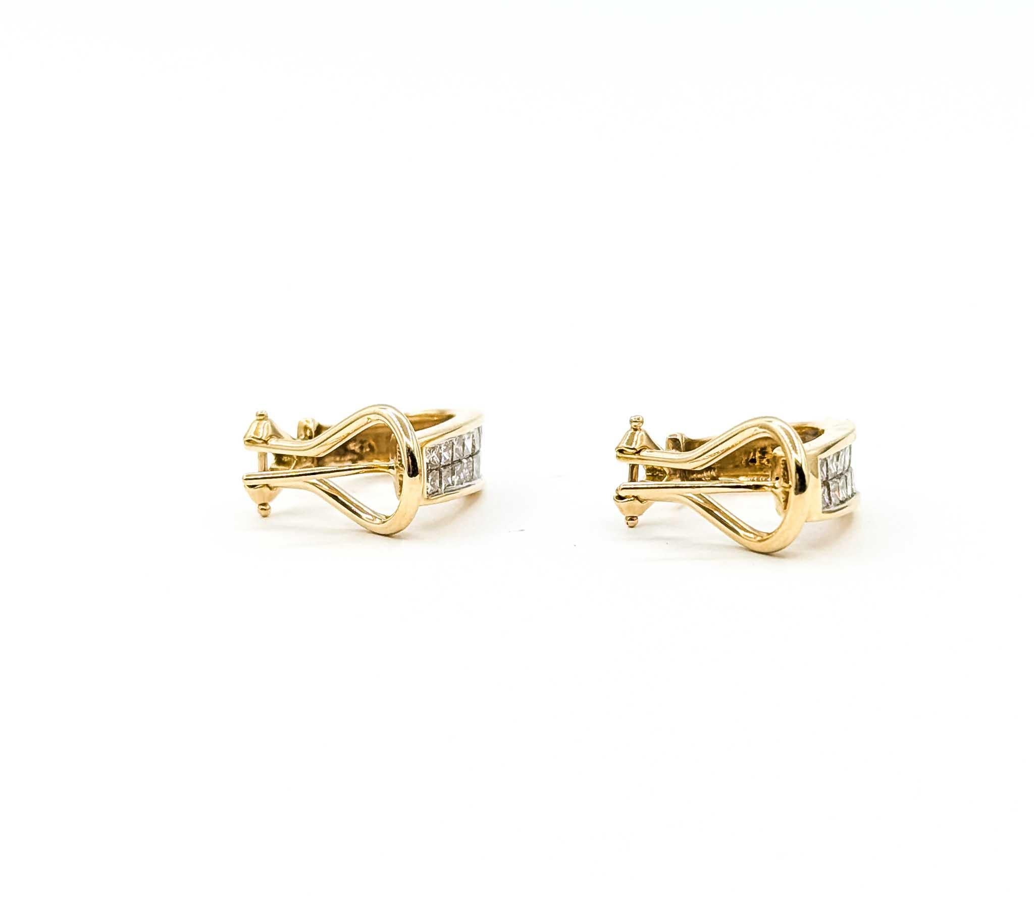 Boucles d'oreilles en or jaune 14 carats avec diamant en J Pour femmes en vente