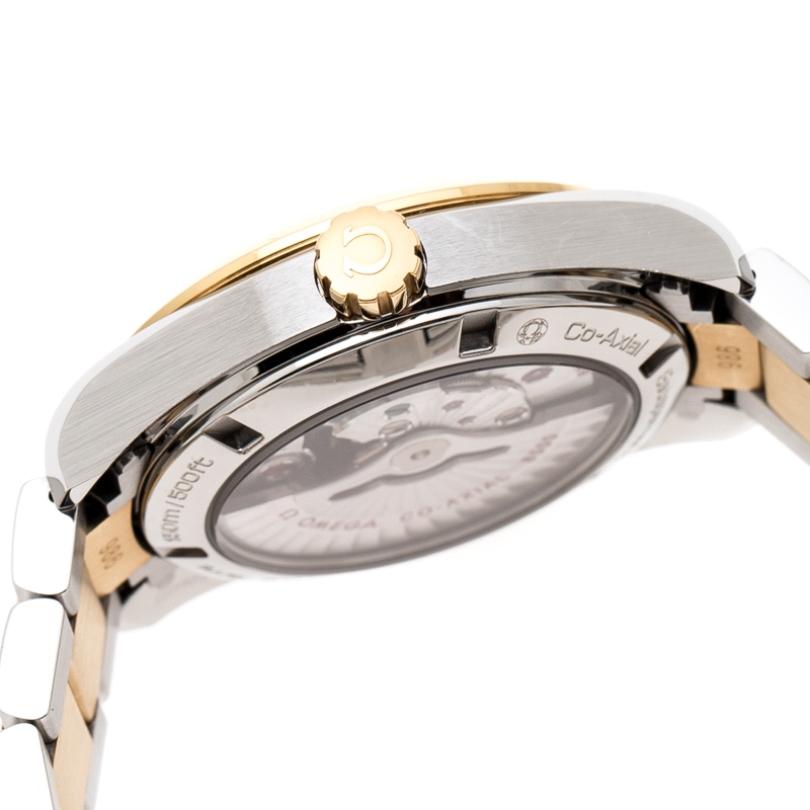 Omega Black 18K Yellow Gold Stainless Steel Aqua Terra Men's Wristwatch 37 mm 1