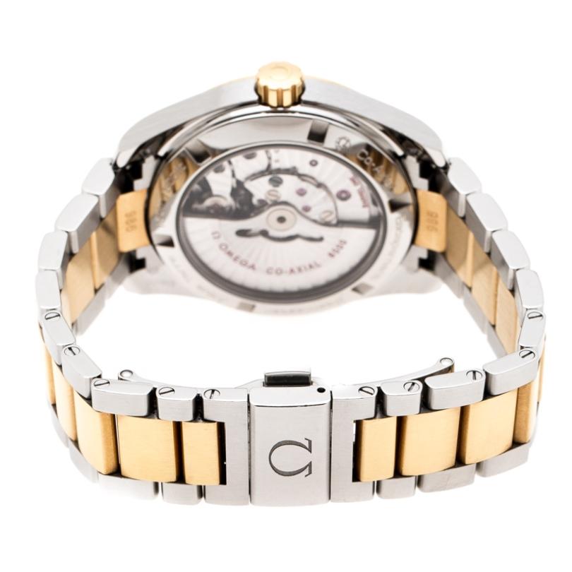 Omega Black 18K Yellow Gold Stainless Steel Aqua Terra Men's Wristwatch 37 mm 2