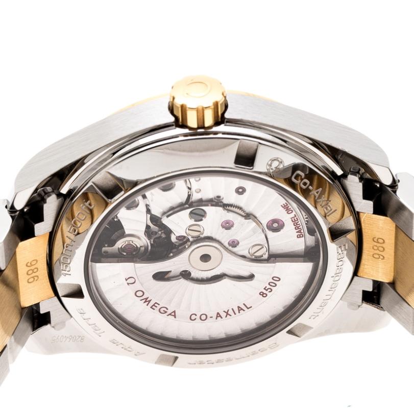 Omega Black 18K Yellow Gold Stainless Steel Aqua Terra Men's Wristwatch 37 mm 3