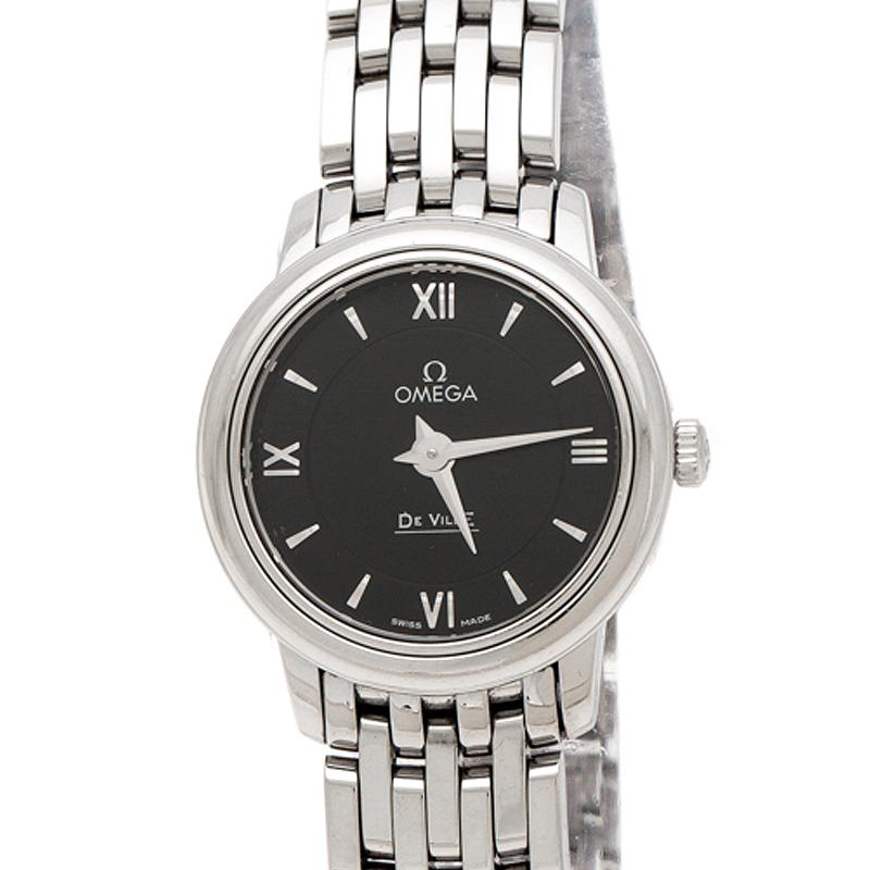 Omega Black Stainless Steel De Ville Prestige Women's Wristwatch 24.40 mm 2