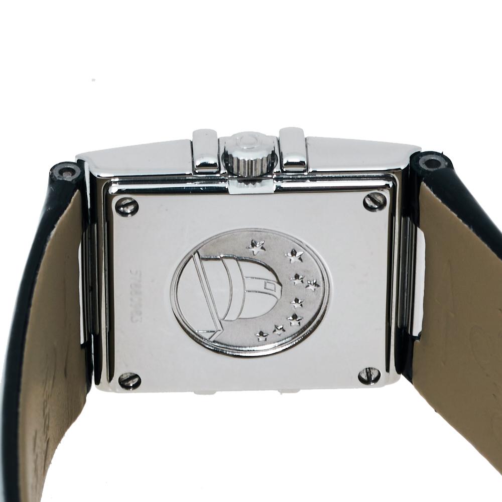 Omega Black Stainless Steel Diamond Constellation Quadra Women's Wristwatch 19mm 2