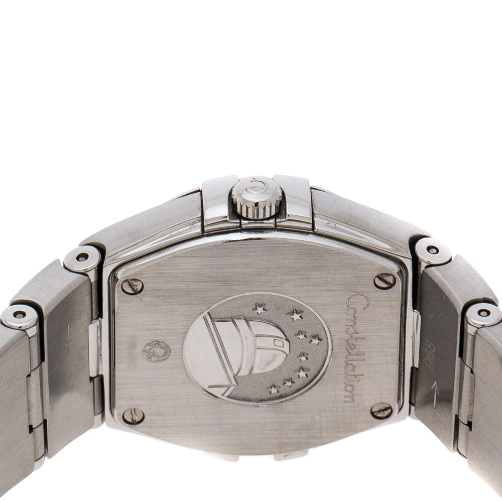 Omega Black Stainless Steel Diamonds Constellation Women's Wristwatch 24 mm In Good Condition In Dubai, Al Qouz 2
