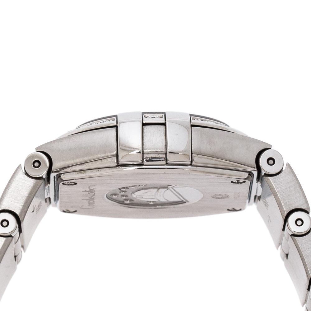 Omega Black Stainless Steel Diamonds Constellation Women's Wristwatch 24 mm 2