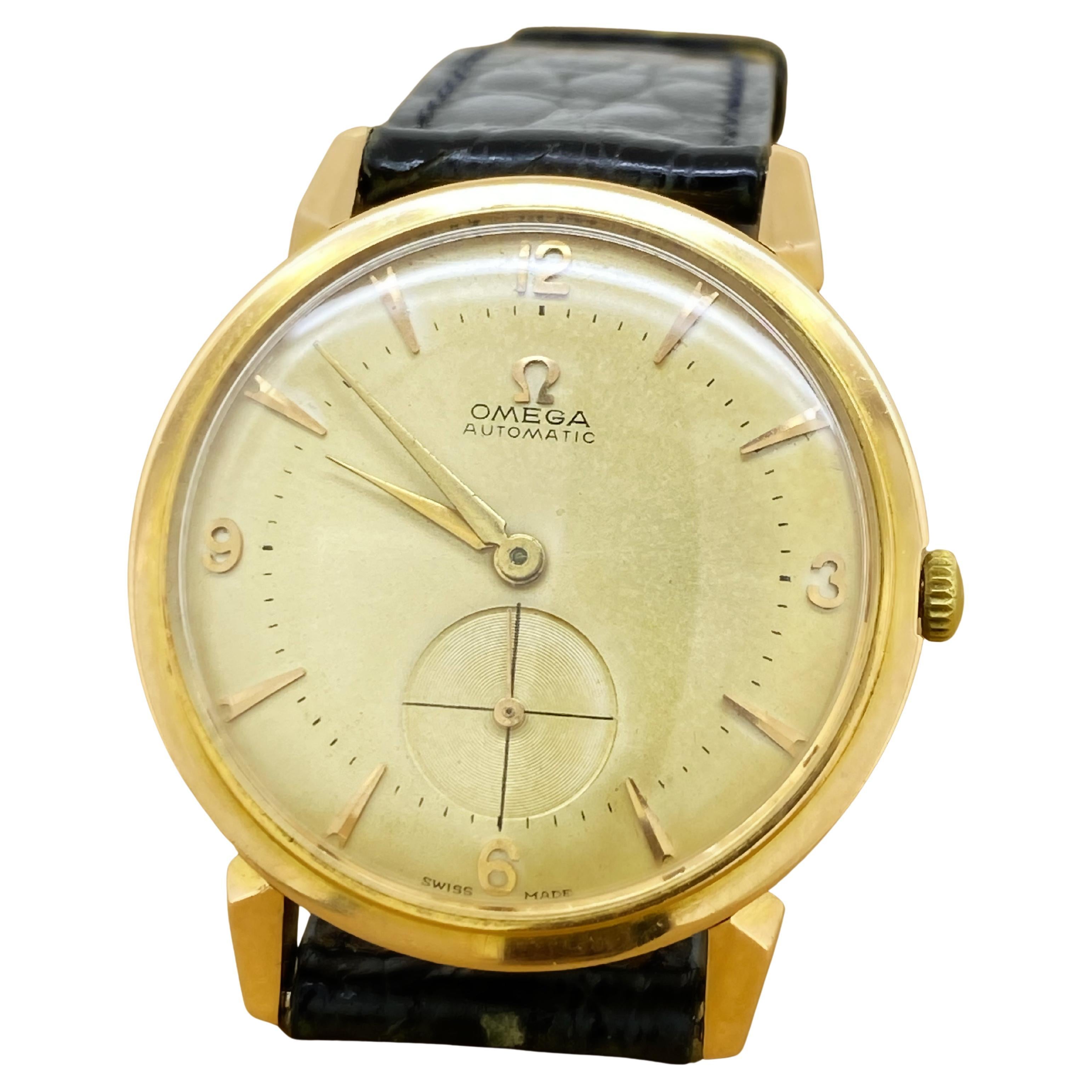 Omega Bumper 18K Yellow Gold ref 2709 Cal 344 Automatic 35mm Watch, c1952.