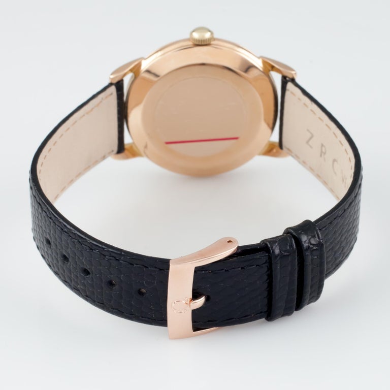 Omega Cal. 267 18k Rose Gold Vintage Hand-Winding Watch w/ Black ...