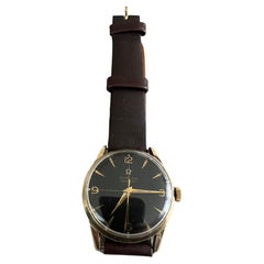 Omega Century Oro Amarillo 10K y Negro Vintage, Circa 1956, Deco, Retro
