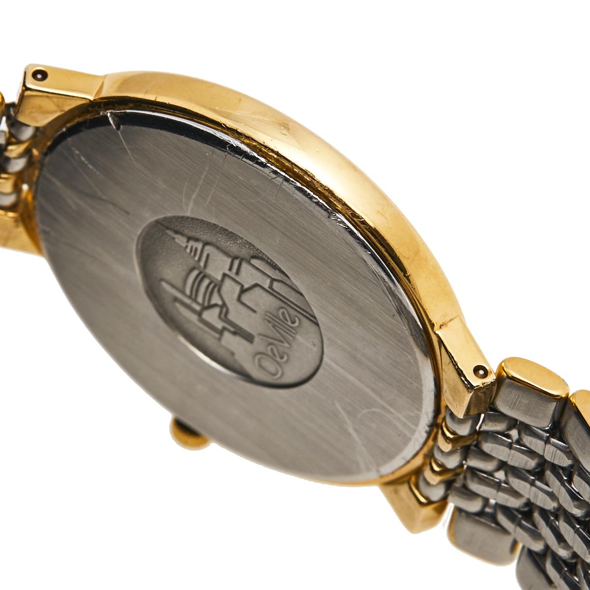 Omega Champagne Two Tone Stainless Steel De Ville Men's Wristwatch 32.5 mm In Fair Condition In Dubai, Al Qouz 2