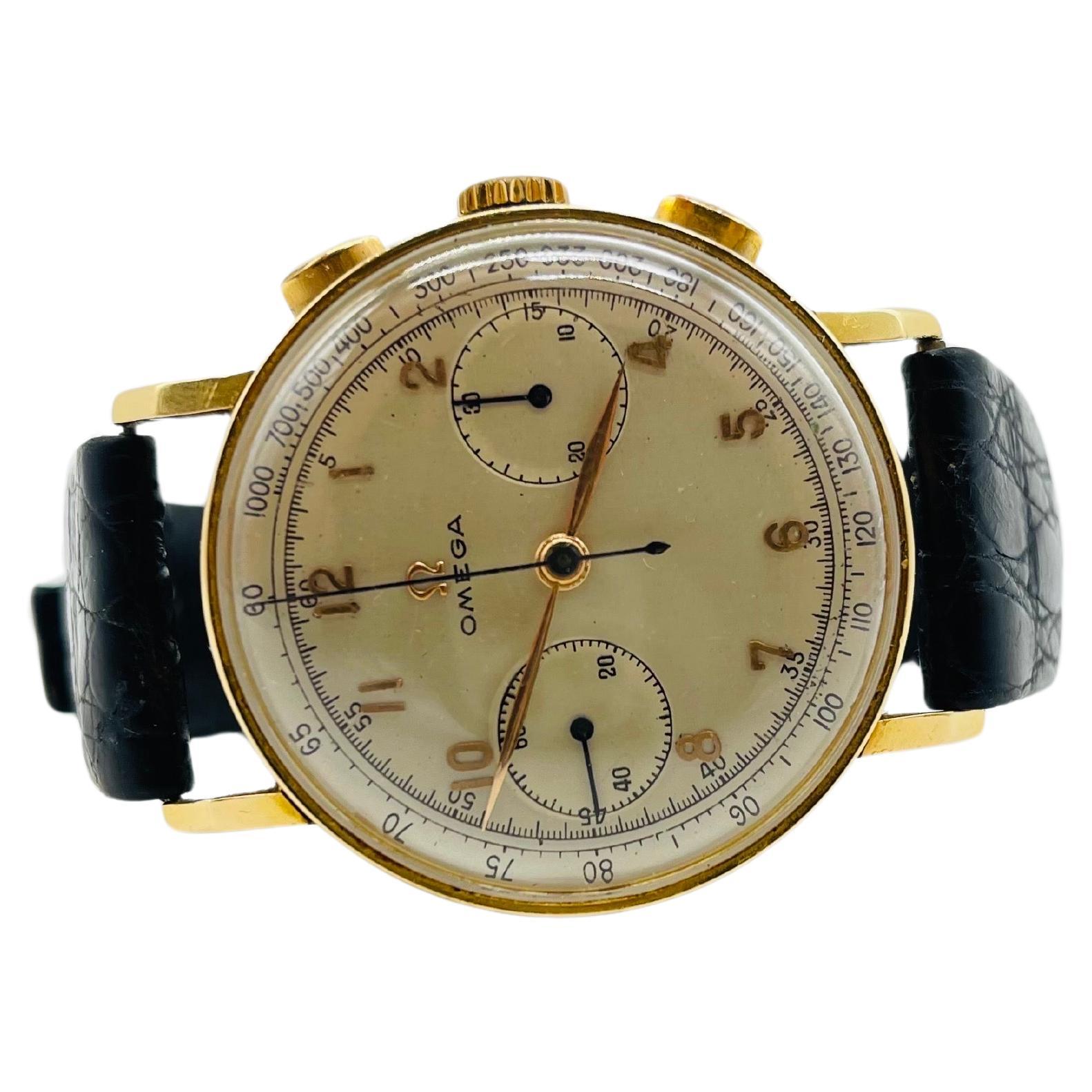 Omega Montre-bracelet chorégraphiée vintage en or 18 carats cal.33.3 1950 en vente