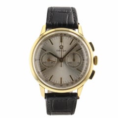 Omega Chronograph 18 Karat Yellow Gold Tachymetre Manual Mint Watch 101 009 65