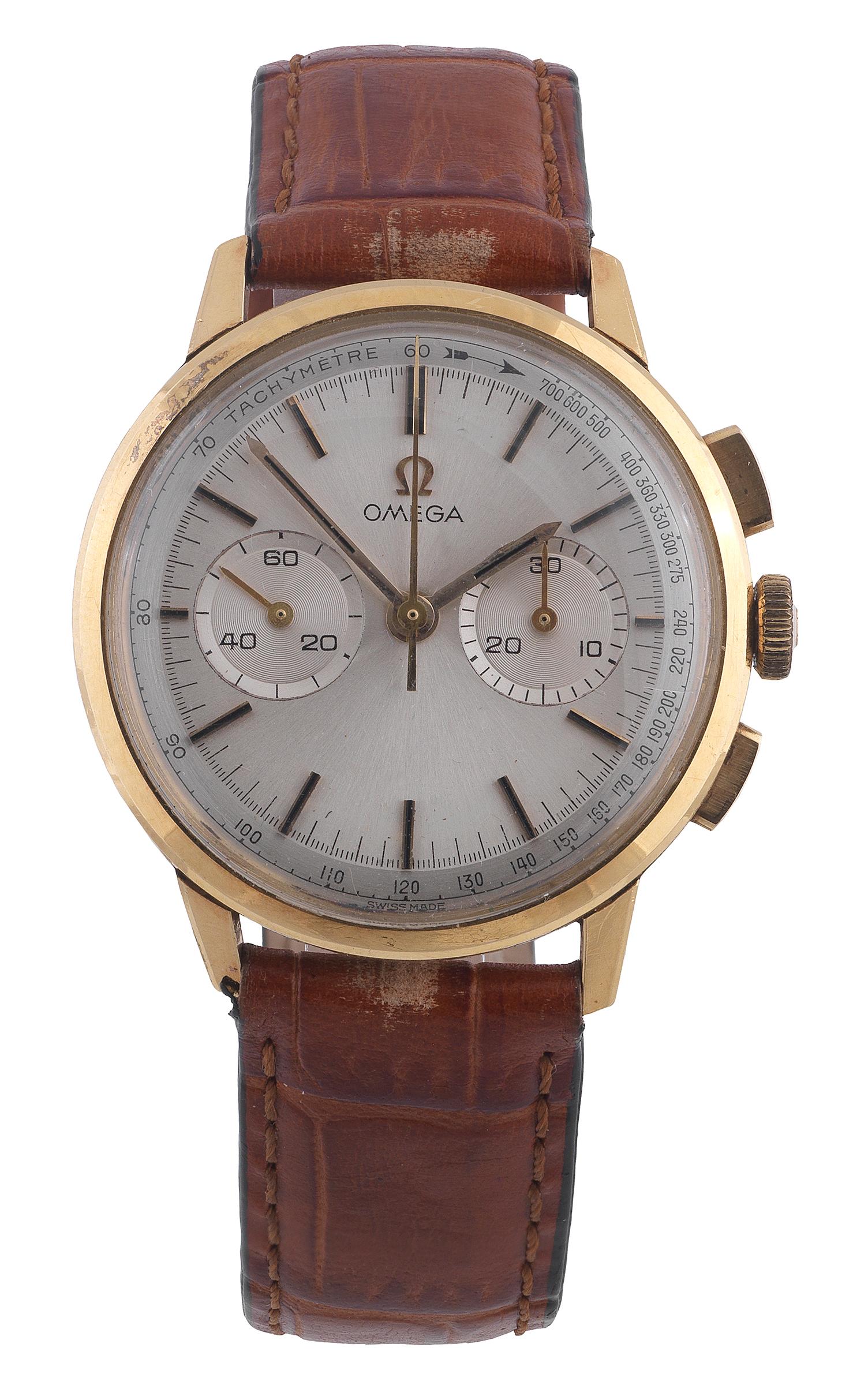 Omega Chronograph Yellow Gold Made, circa 1957 In Good Condition In Firenze, IT