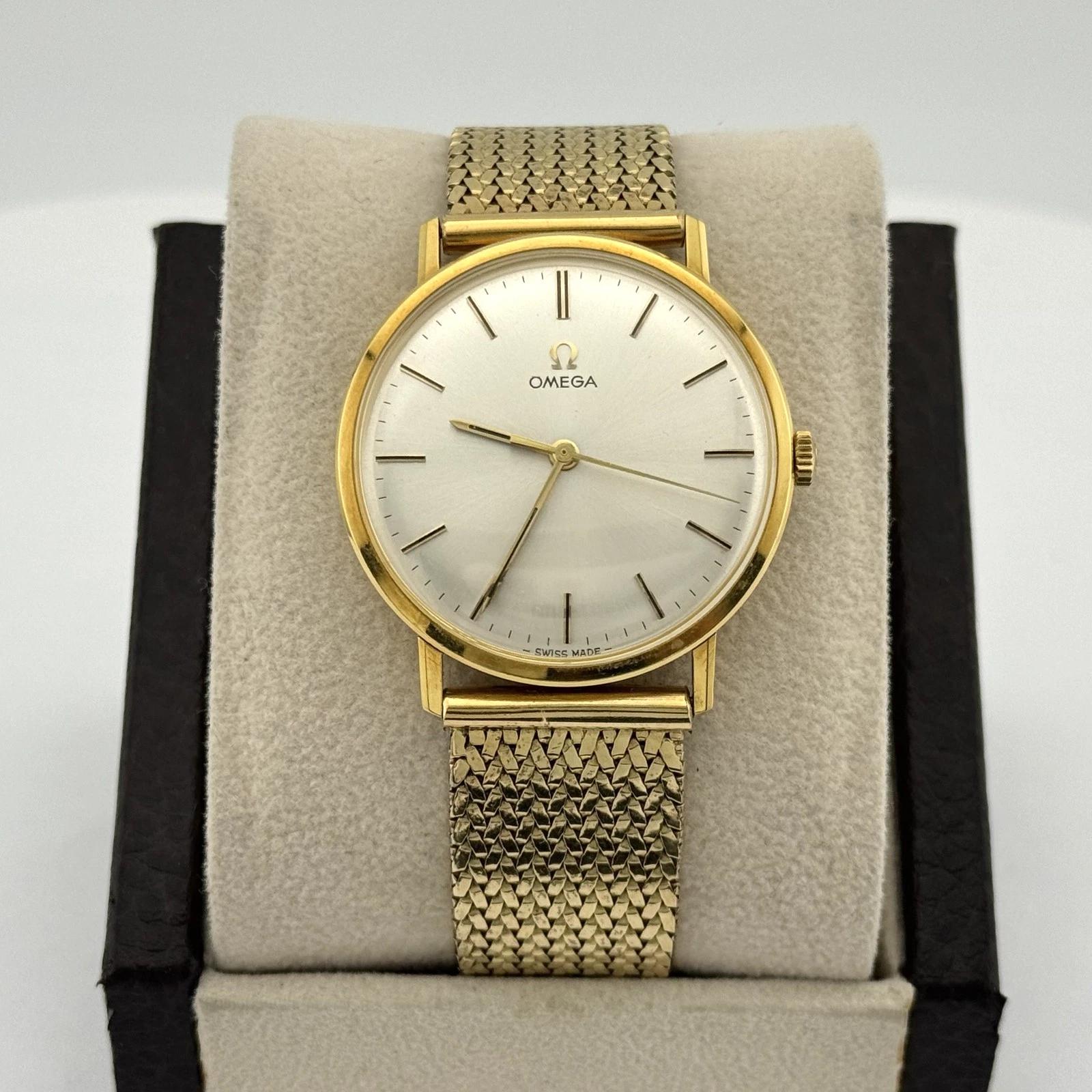 Model: OMEGA Classic

 

Case Material: 18K Yellow Gold

 

Band: 14K Yellow Gold

 

Bezel: 18K Yellow Gold

 

Dial:  Silver

 

Crystal: Acrylic

 

Case Size: 33mm

 

Includes: 

- Elegant Watch Box

- Certified Appraisal 

- 1 Year