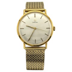 Omega Classic 131026 33mm Yellow Gold Silver Dial Wristwatch