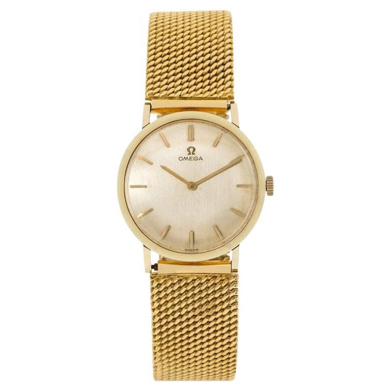 Omega Classic D6649 14k Ivory Dial Manual Watch, 18k Yellow Gold For Sale at 1stDibs