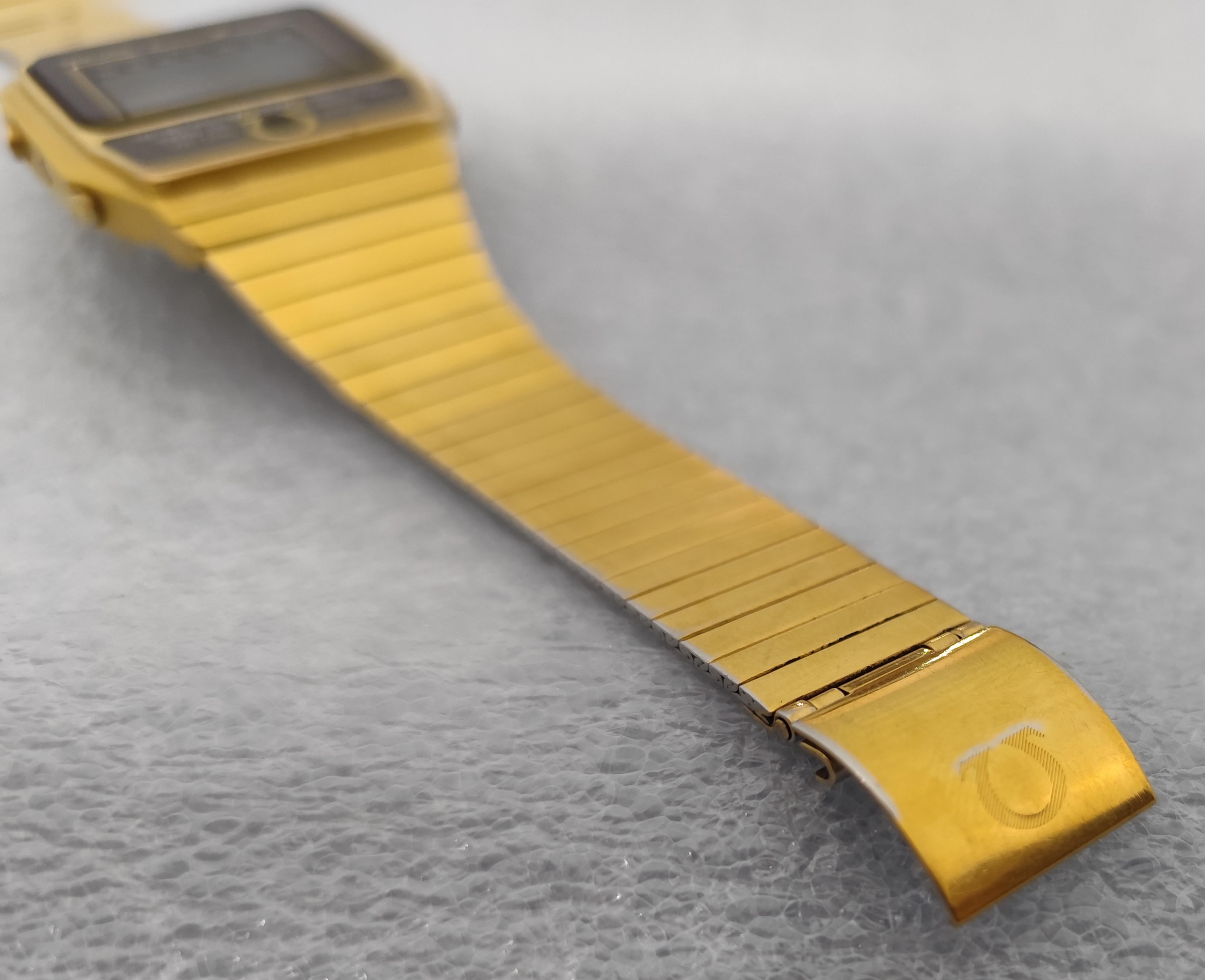 Omega Classic Excellent Vintage Memomaster 1632 gold plated quartz LCD Digital C For Sale 6