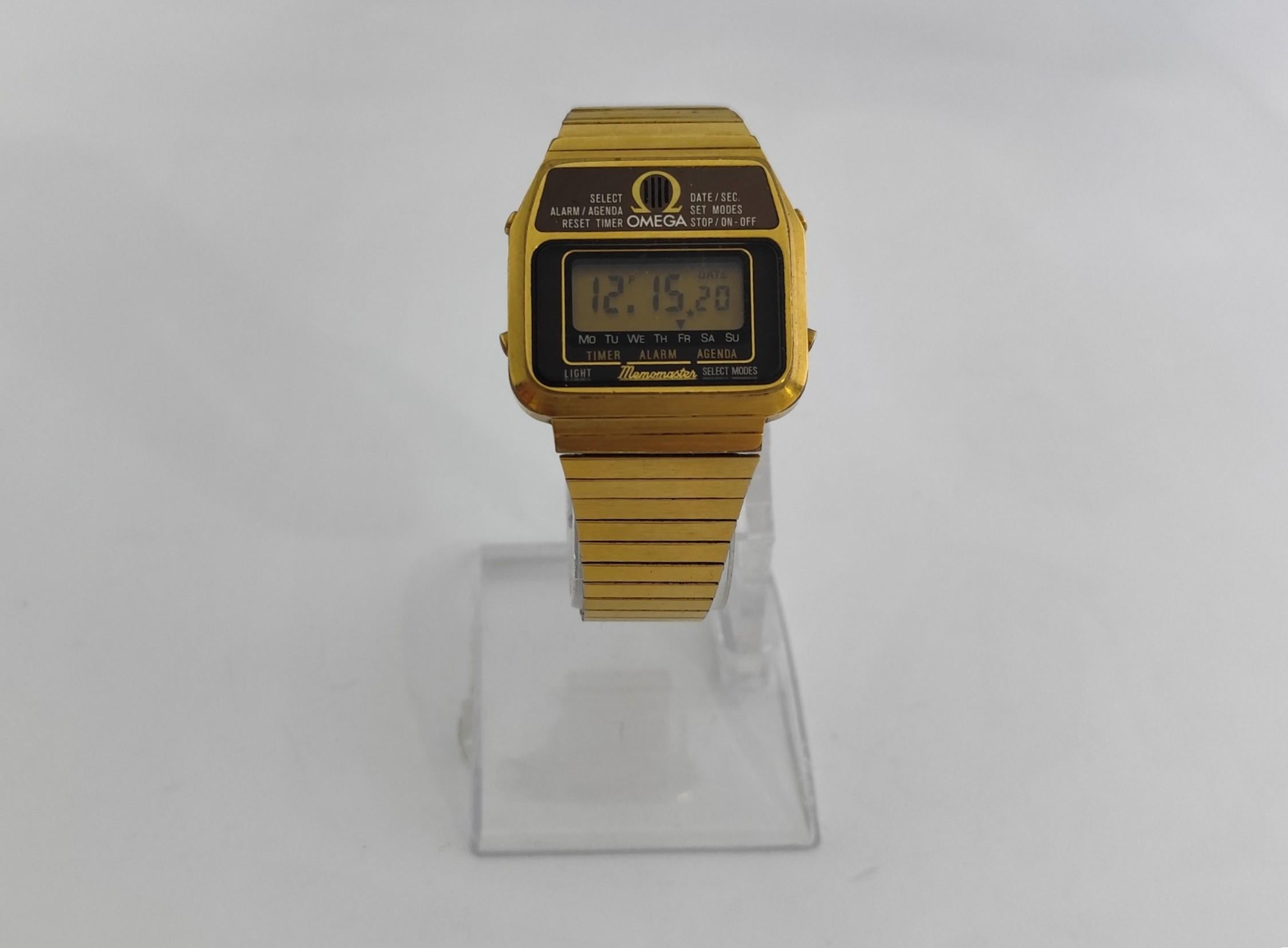 Omega Classic Excellent Vintage Memomaster 1632 gold plated quartz LCD Digital C For Sale 14