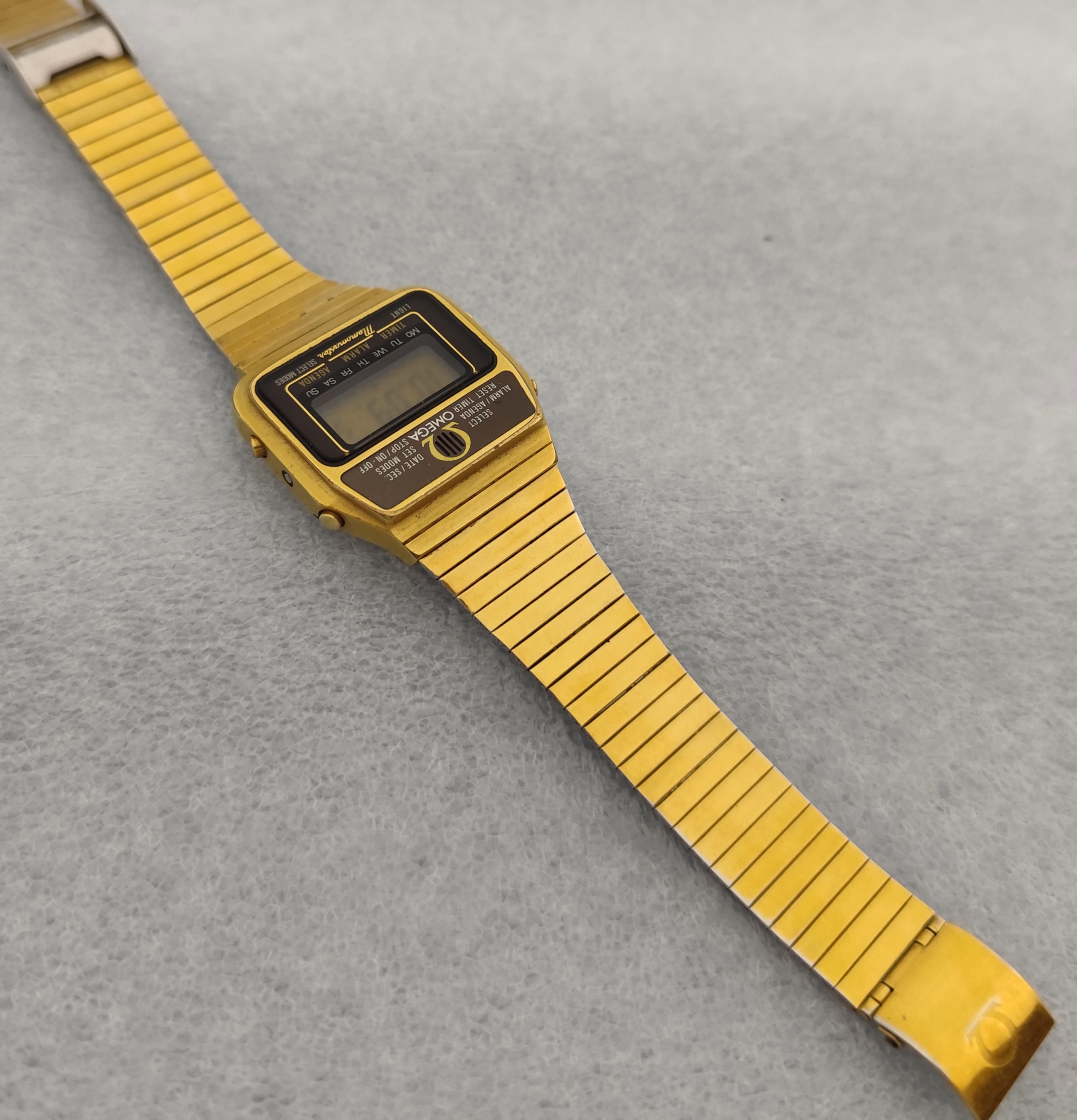 Omega Classic Excellent Vintage Memomaster 1632 gold plated quartz LCD Digital C For Sale 15
