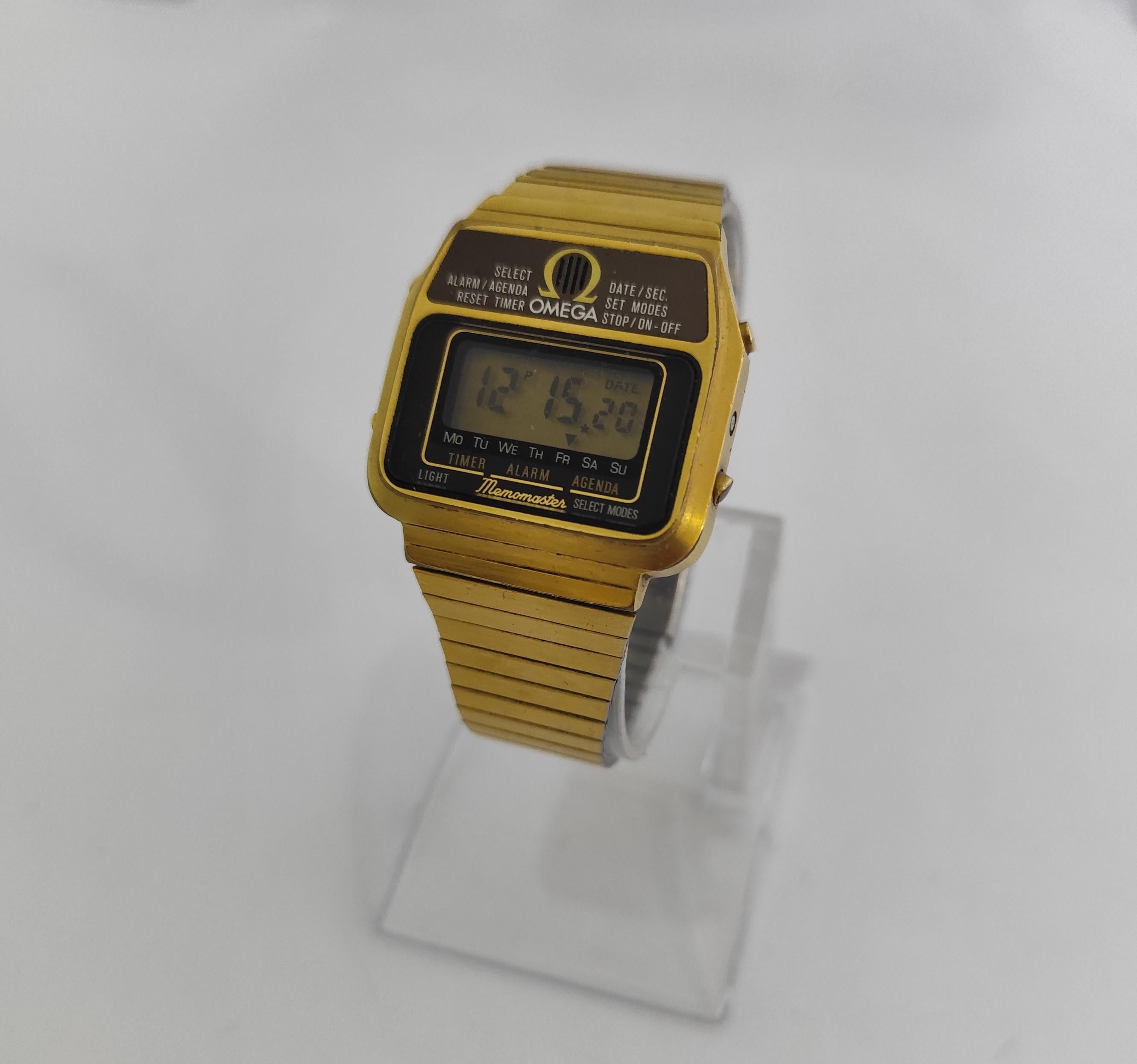 Omega Classic Excellent Vintage Memomaster 1632 gold plated quartz LCD Digital C For Sale 1