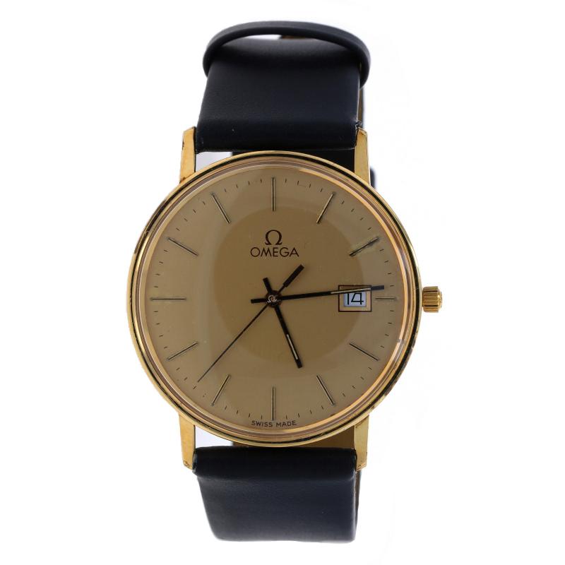 Omega Classic Men's Wristwatch - Yellow Gold 14k Quartz 1 Yr Warranty In Excellent Condition In Greensboro, NC
