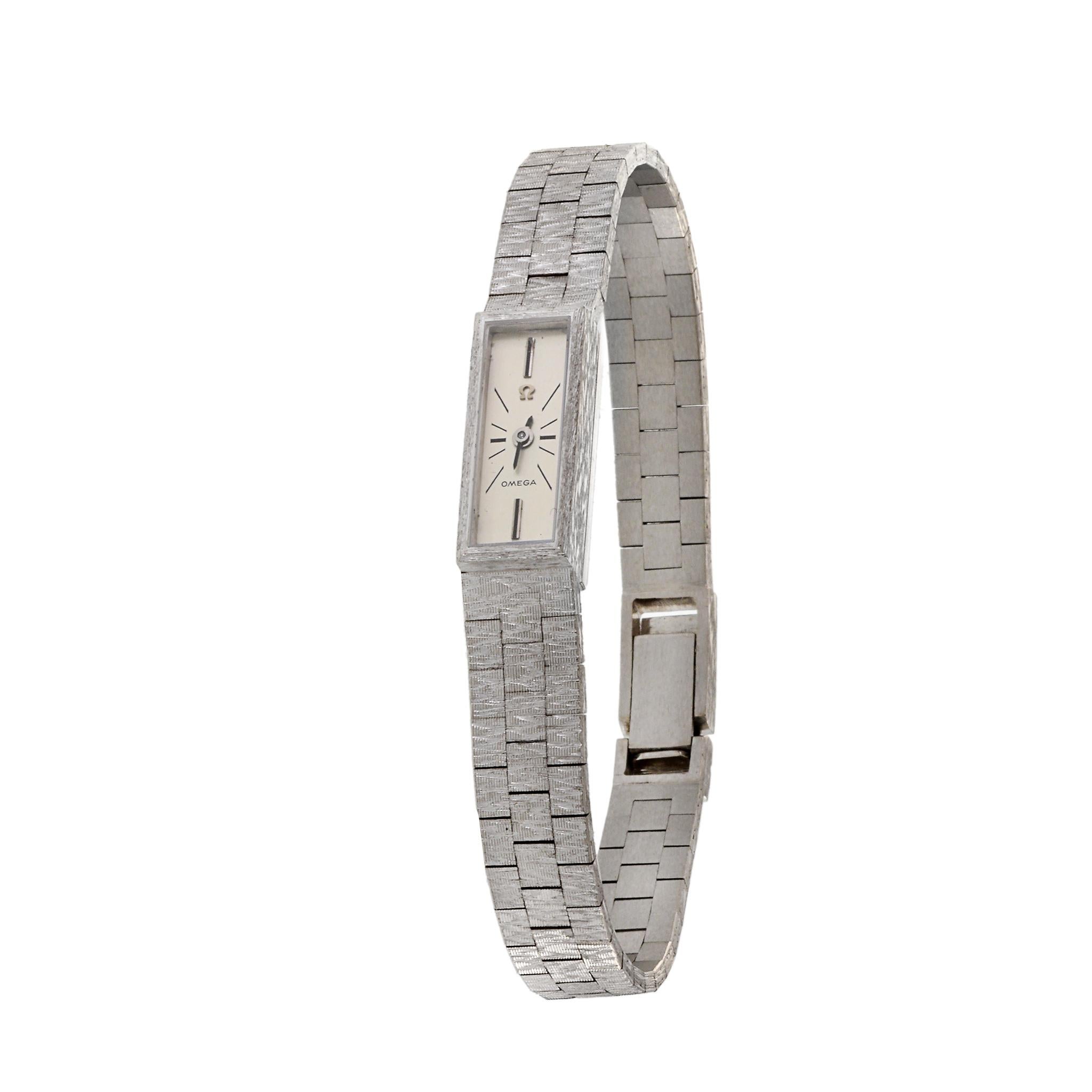 Women's Omega Cocktail Watch 18K White Gold For Sale