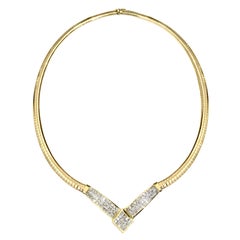 Omega Collar in 18 Karat Gold with 4.5 Carat Illusion-Set Diamond Centerpiece
