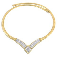 Omega Collar in 18 Karat Gold with 4.5 Carat Illusion-Set Diamond Centerpiece