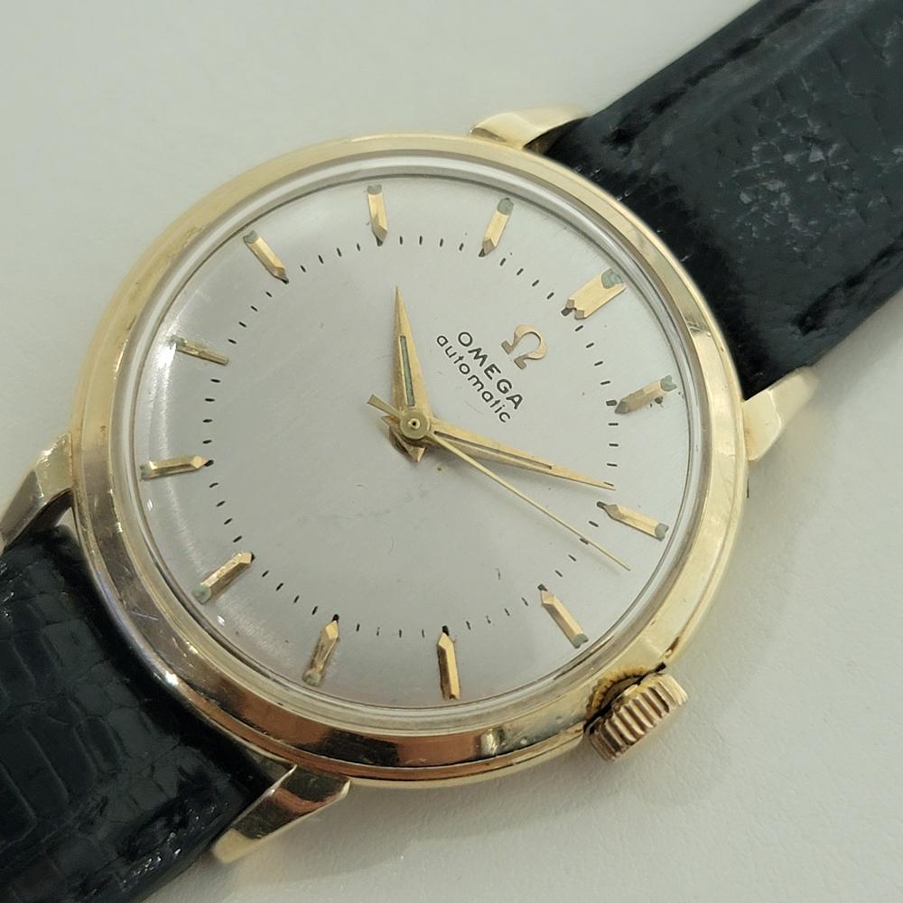 Men's Omega Collection GX6525 34mm 14k Solid Gold Mens Automatic 1950s Vintage RA579 For Sale