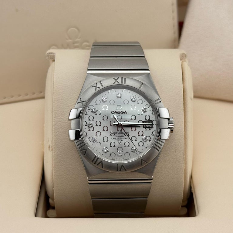 Omega Constellation 123.10.35.20.52.002 Silver Diamond Dial Box 
