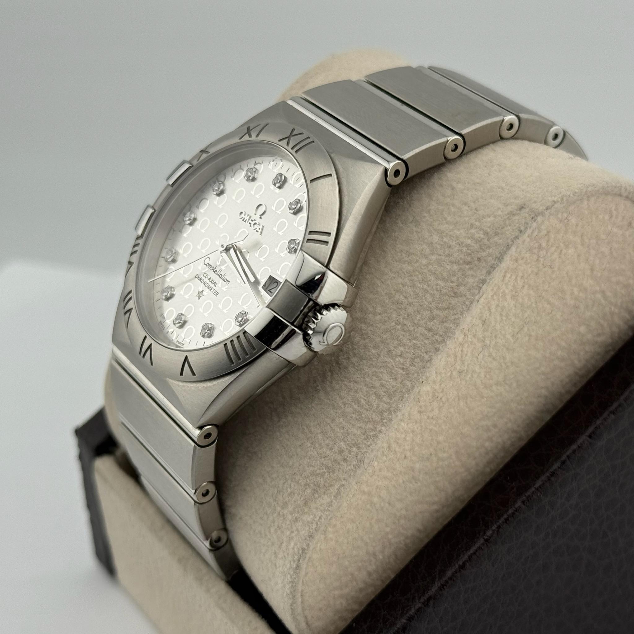 Femenino o masculino Omega Constellation 123.10.35.20.52.002 Plata Esfera Diamante Caja Papeles 35mm en venta