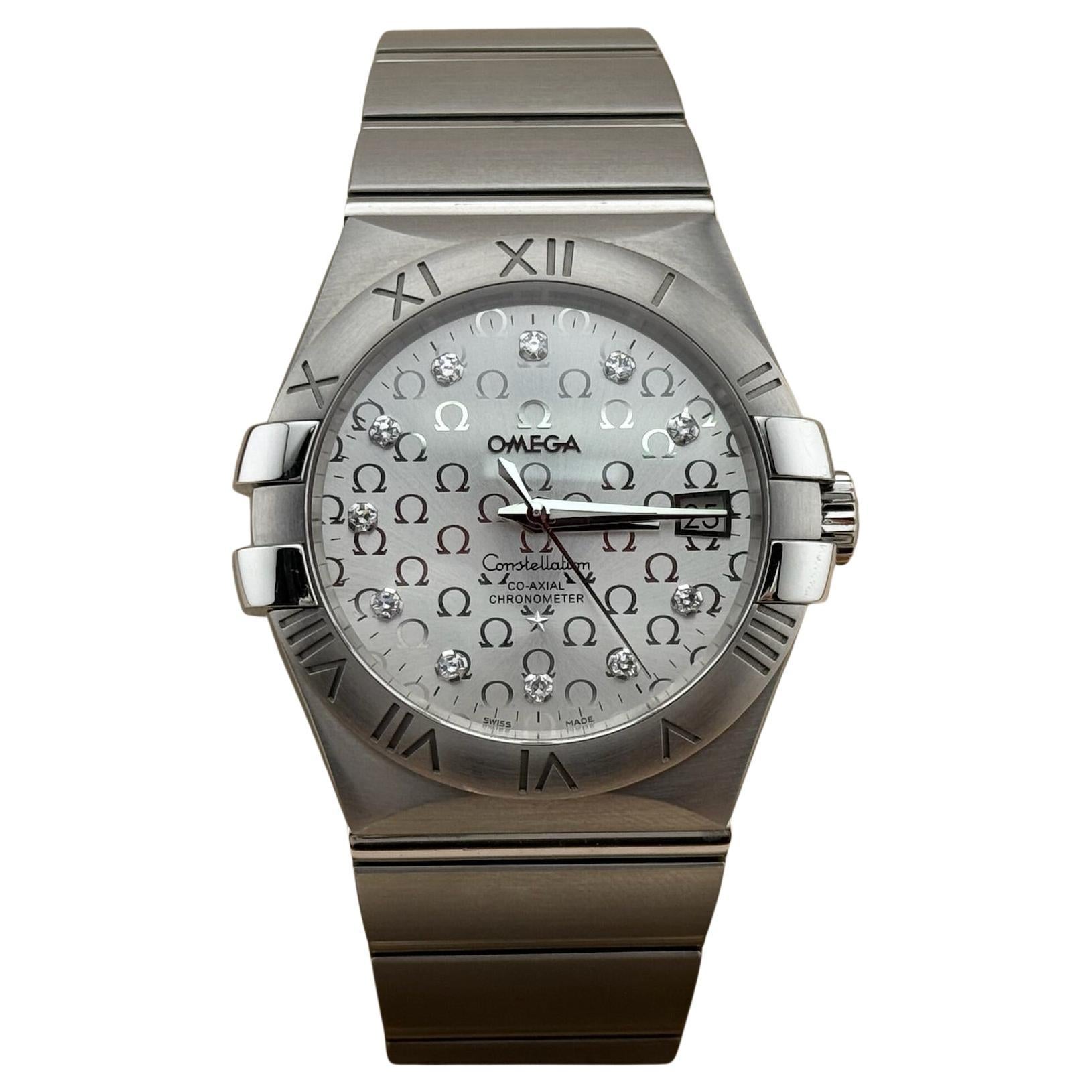 Omega Constellation 123.10.35.20.52.002 Plata Esfera Diamante Caja Papeles 35mm en venta