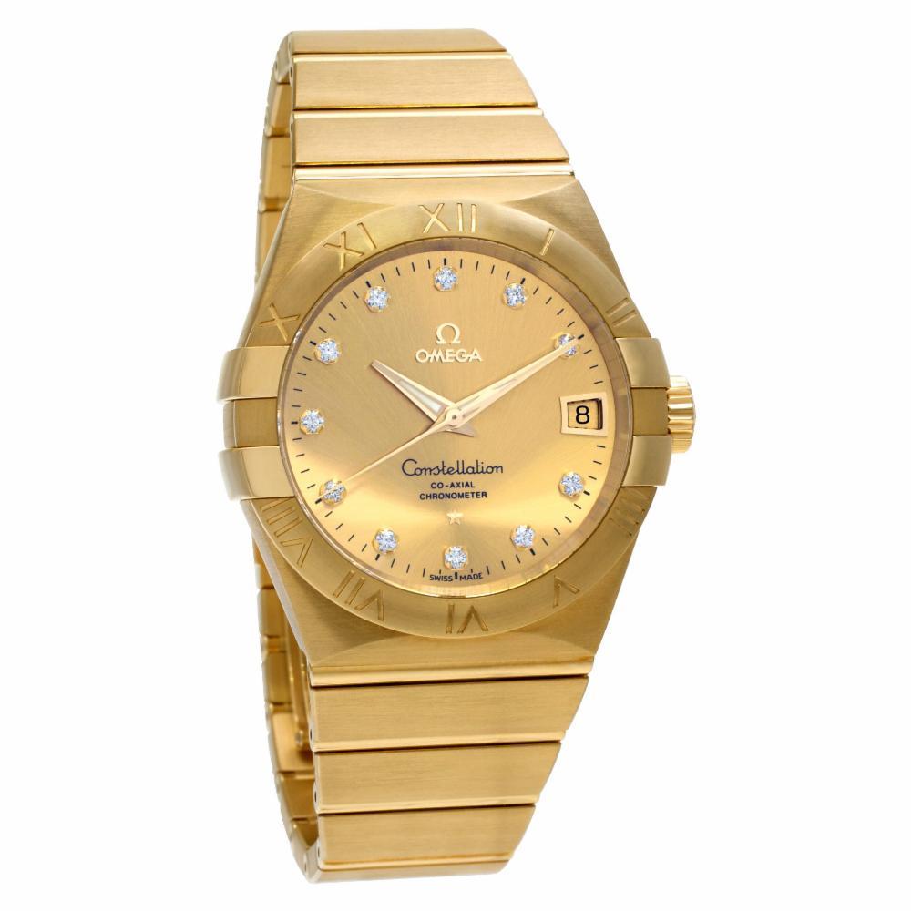 Omega Constellation 123.50.38.21.58.001; factory diamond dial, Certified In Excellent Condition For Sale In Miami, FL