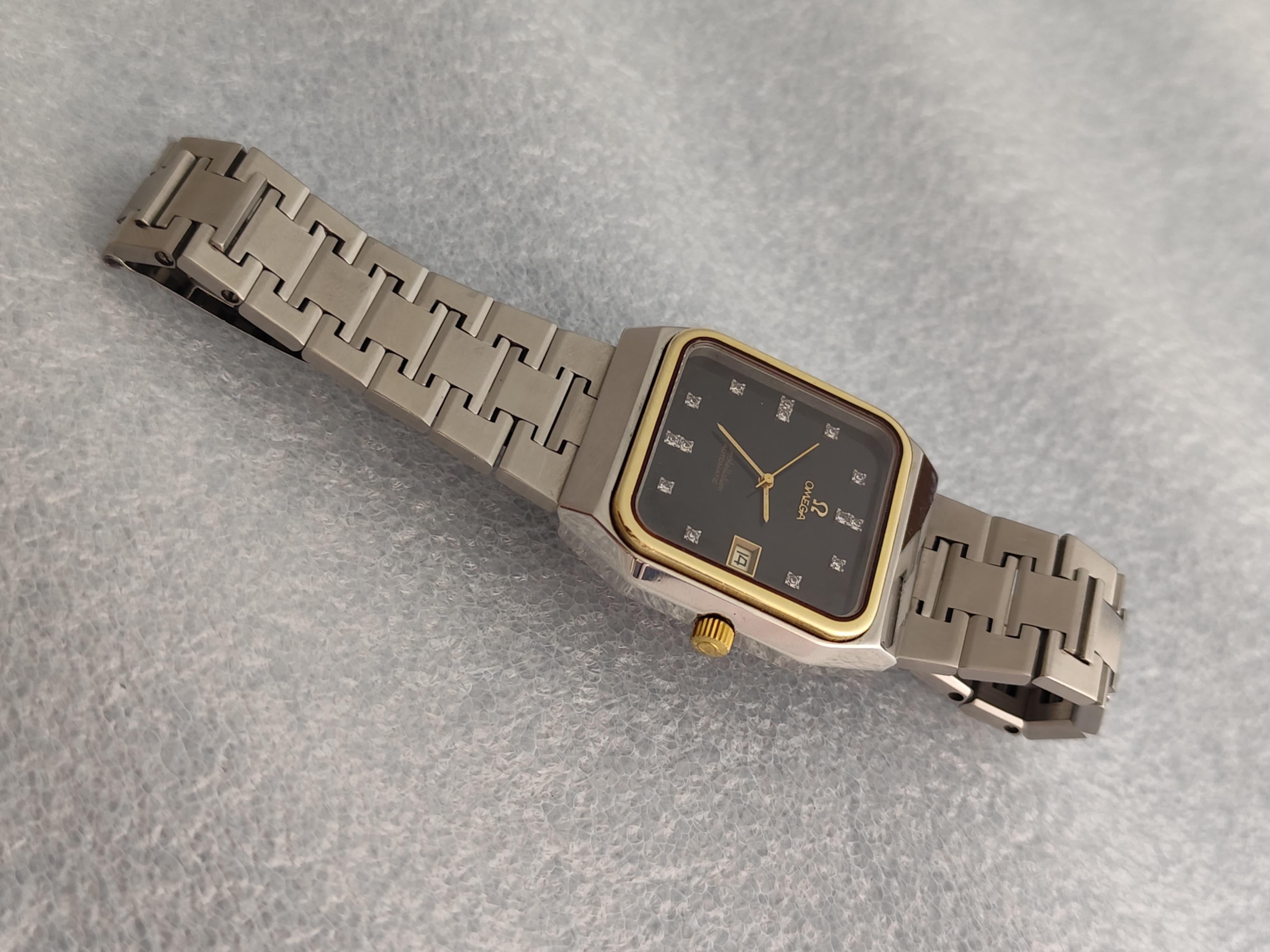 Omega Constellation 1680062 Schwarzes Diamant-Zifferblatt 18K Gold Edelstahl Uhr im Angebot 13