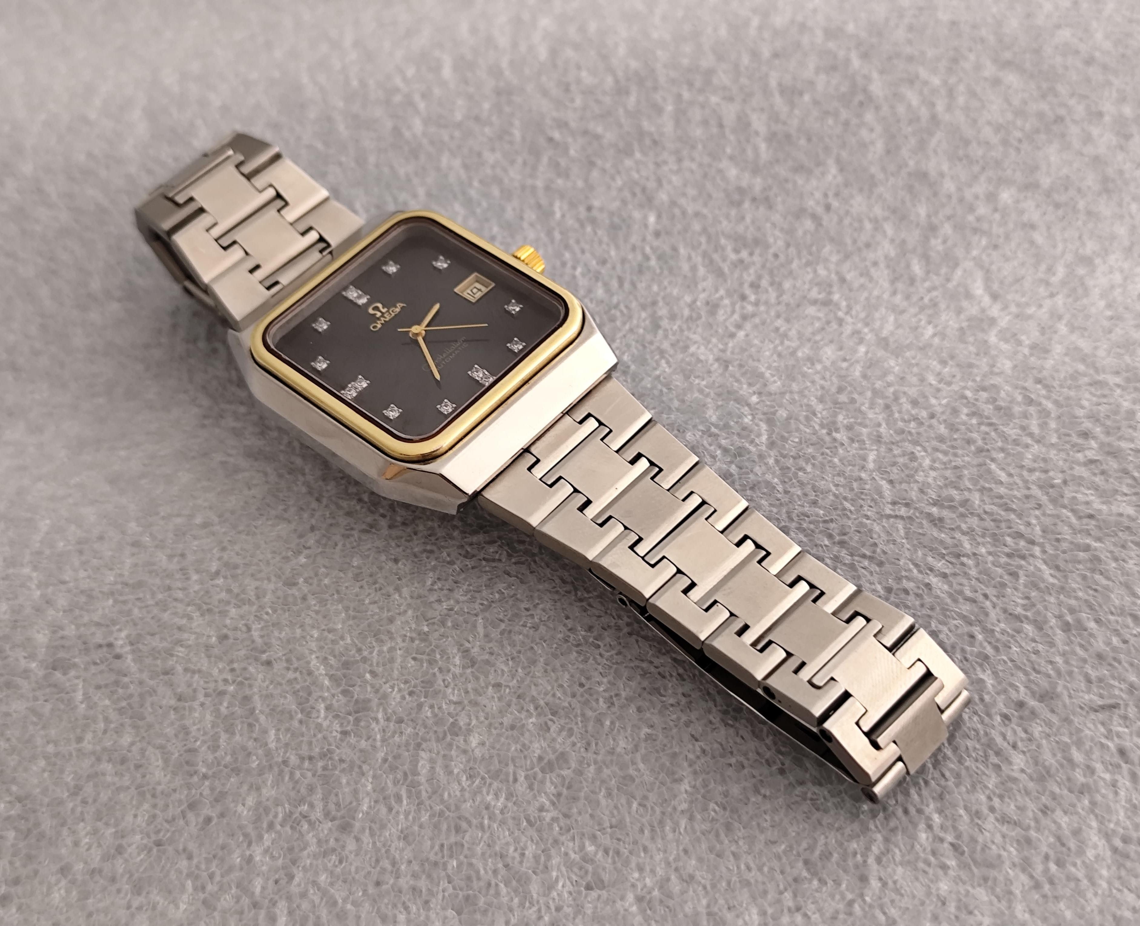 Omega Constellation 1680062 Schwarzes Diamant-Zifferblatt 18K Gold Edelstahl Uhr im Angebot 15