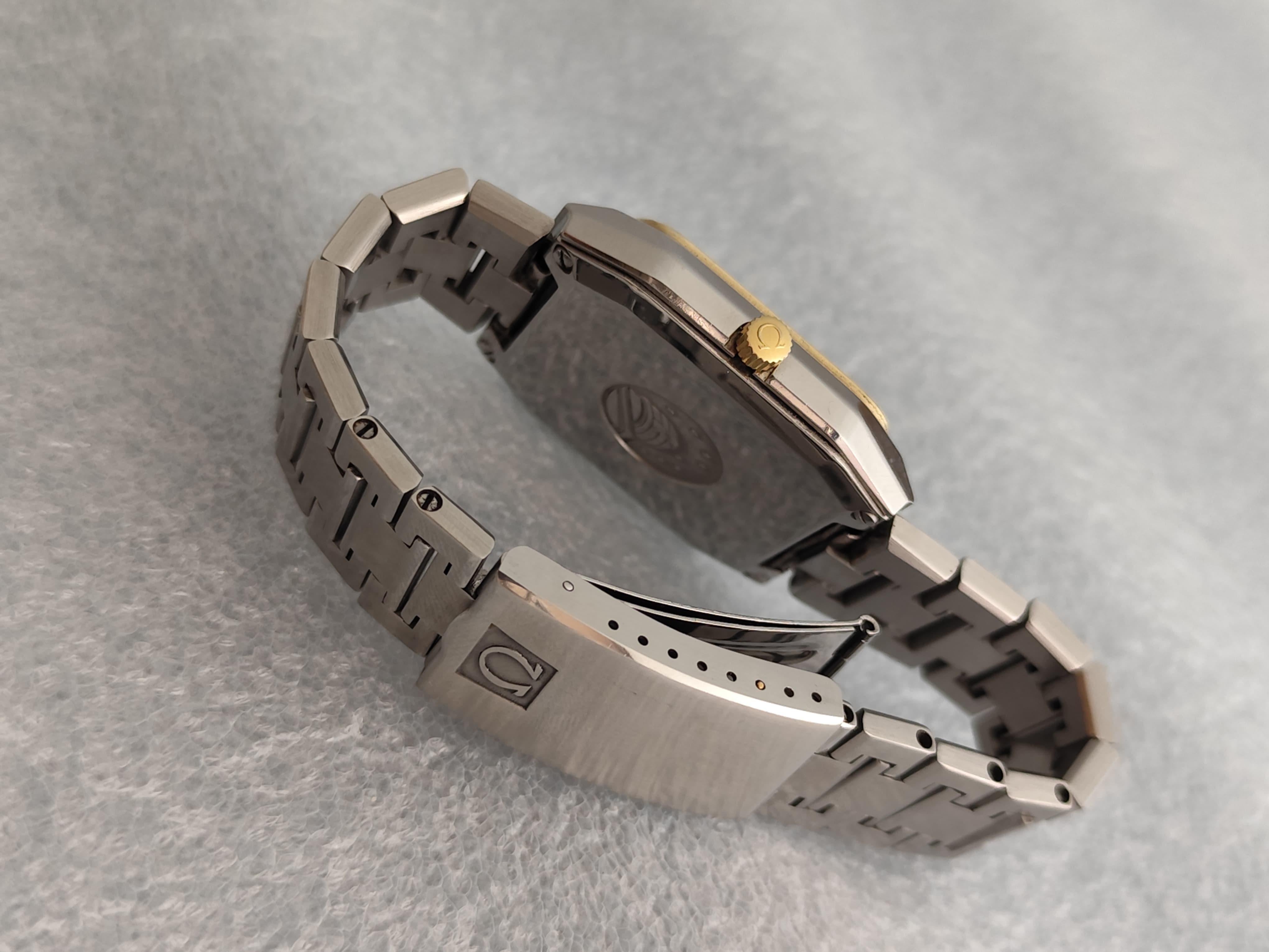 Omega Constellation 1680062 Schwarzes Diamant-Zifferblatt 18K Gold Edelstahl Uhr im Angebot 1