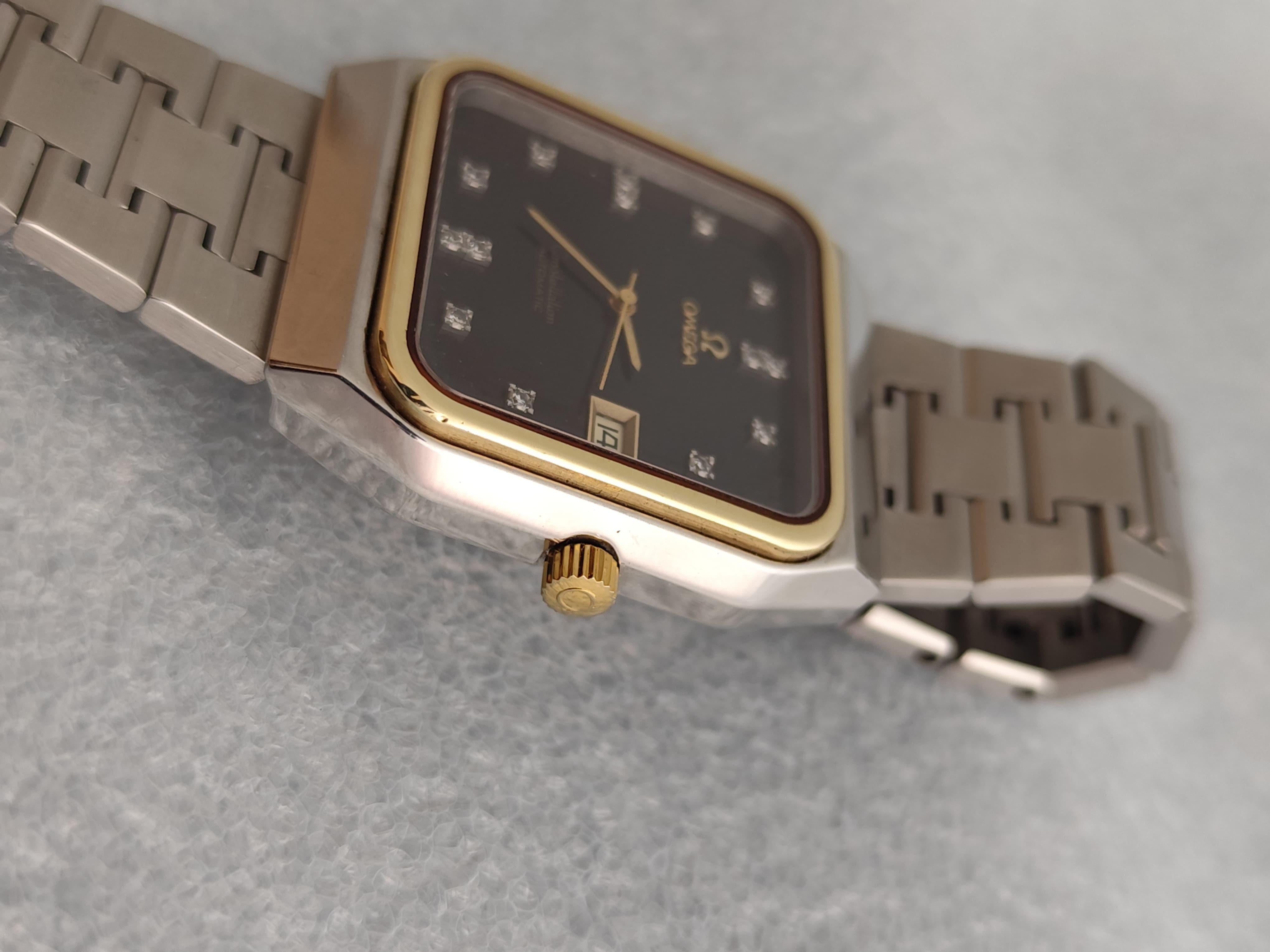 Omega Constellation 1680062 Schwarzes Diamant-Zifferblatt 18K Gold Edelstahl Uhr im Angebot 3