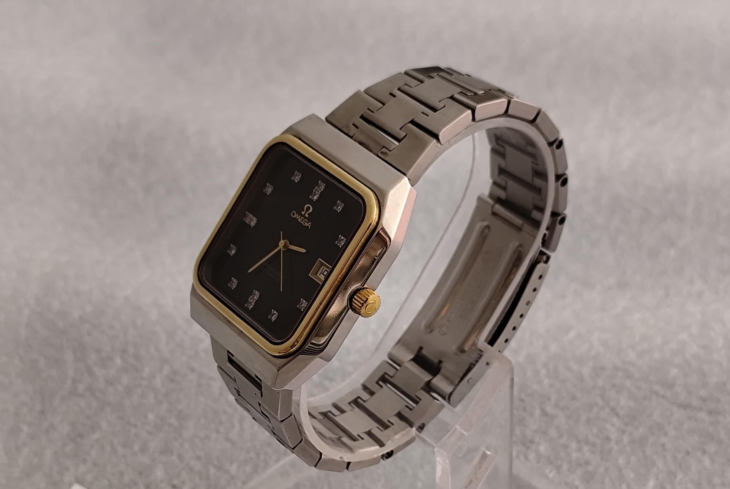 Omega Constellation 1680062 Schwarzes Diamant-Zifferblatt 18K Gold Edelstahl Uhr im Angebot 5