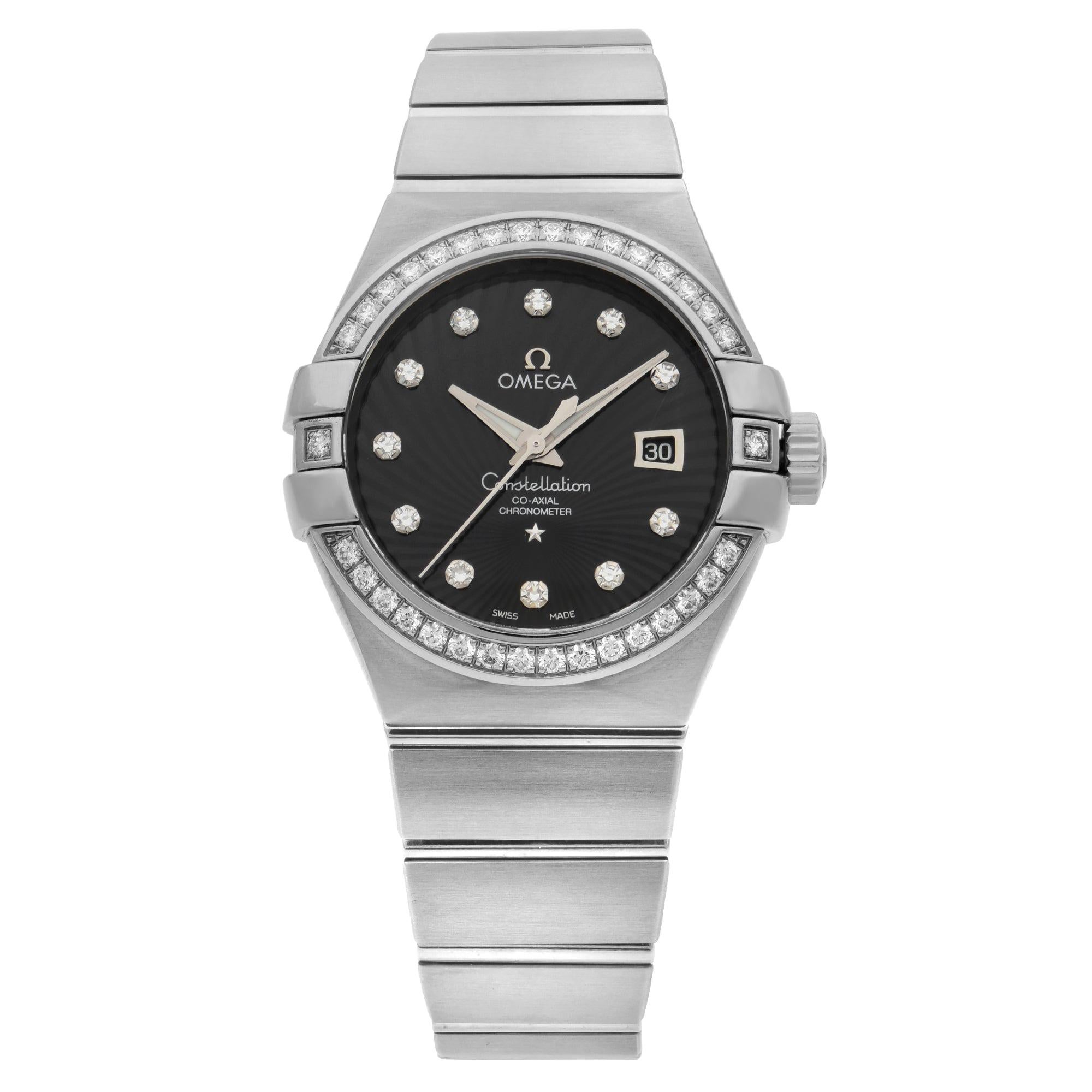 Omega Constellation 18 Karat Gold Black Dial Ladies Watch 123.55.31.20.51.001 For Sale