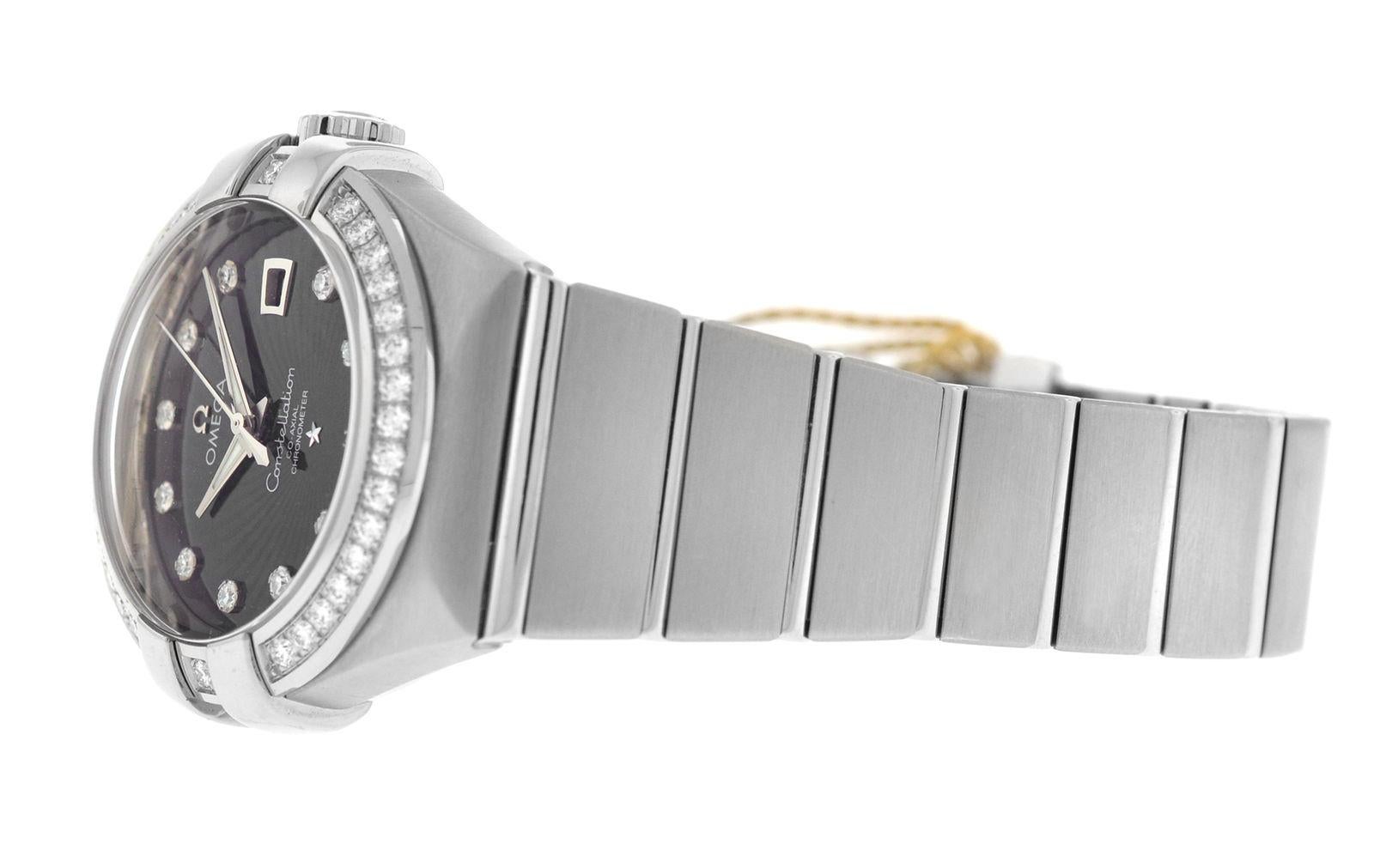 Omega Constellation 18 Karat Gold Diamond Automatic Watch For Sale 1