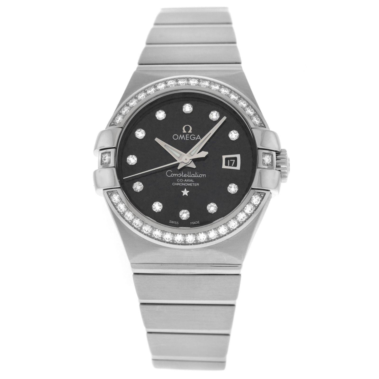Omega Constellation 18 Karat Gold Diamond Automatic Watch For Sale