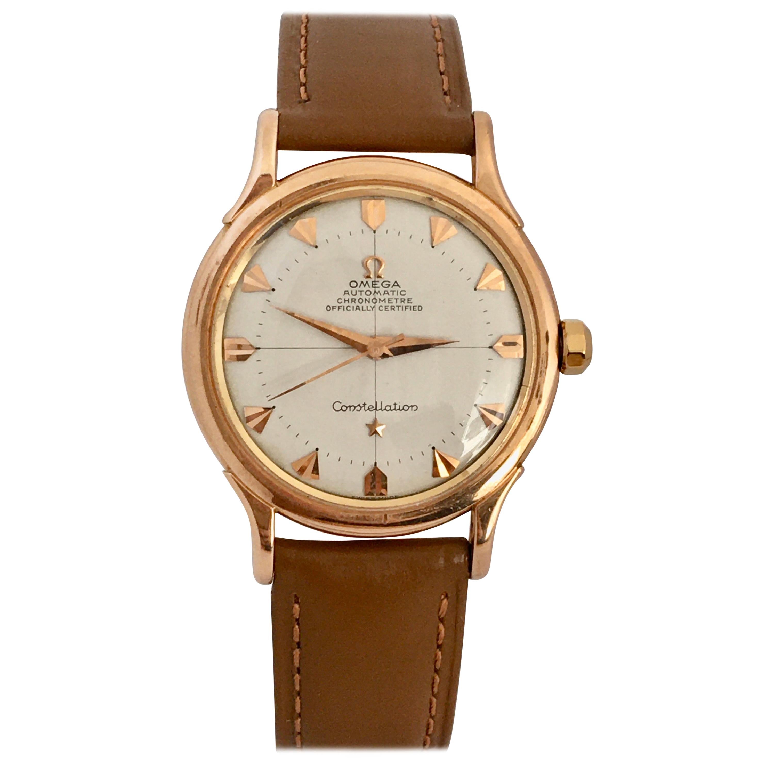 Omega Constellation 18 Karat Rose Gold Gents Vintage Automatic Watch 1958