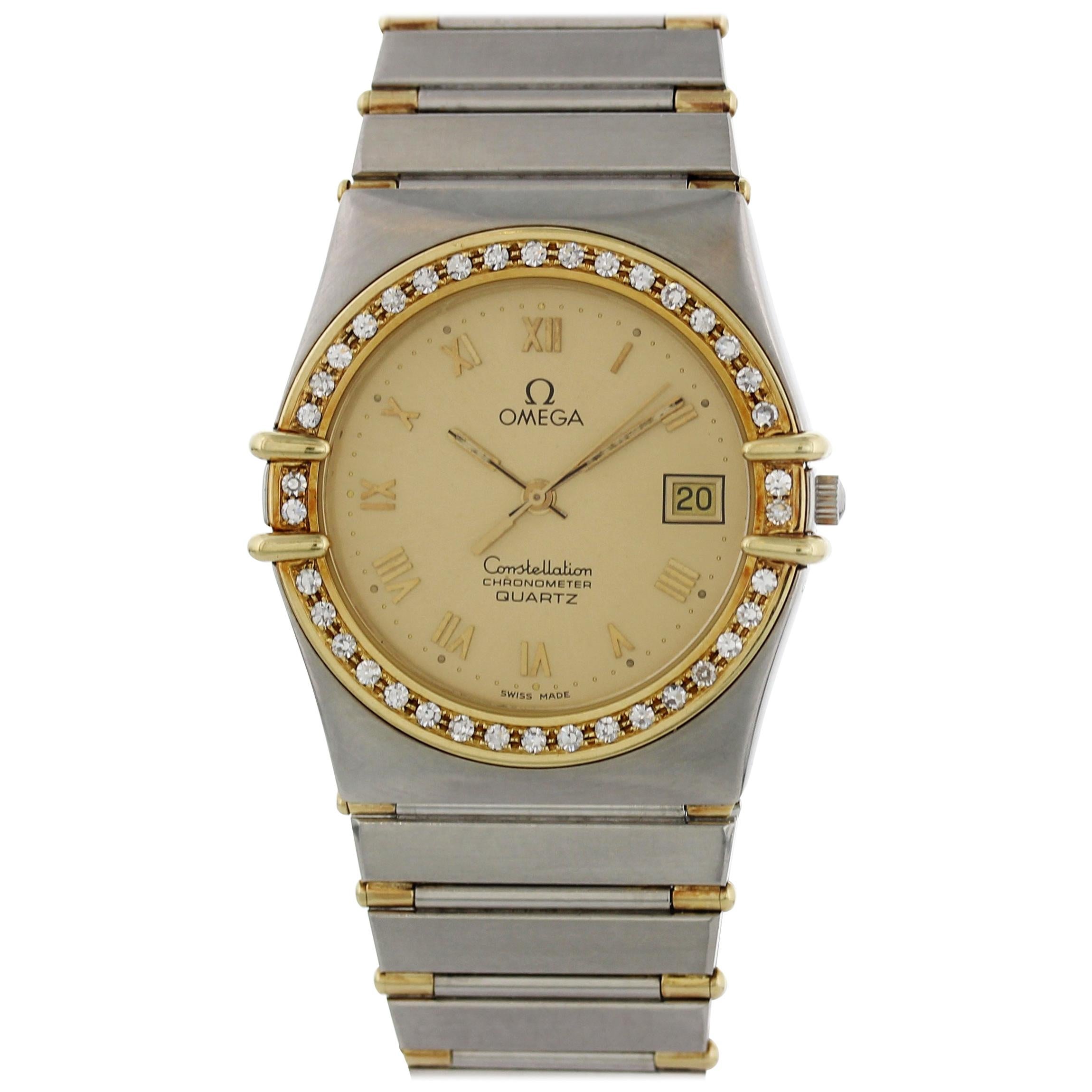 Omega Constellation 18 Karat Yellow Gold and Diamond Watch