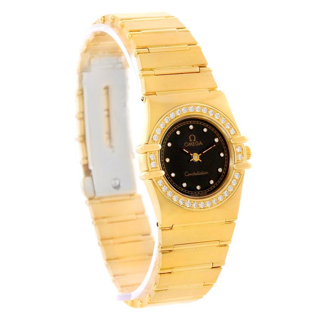 Omega Constellation 18 Karat Yellow Gold Diamond Black Dial Watch 1