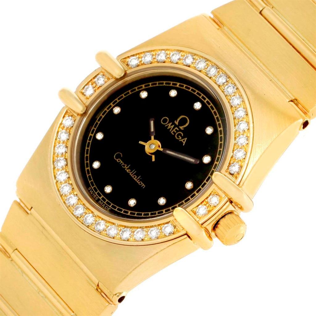 Omega Constellation 18 Karat Yellow Gold Diamond Black Dial Watch 3