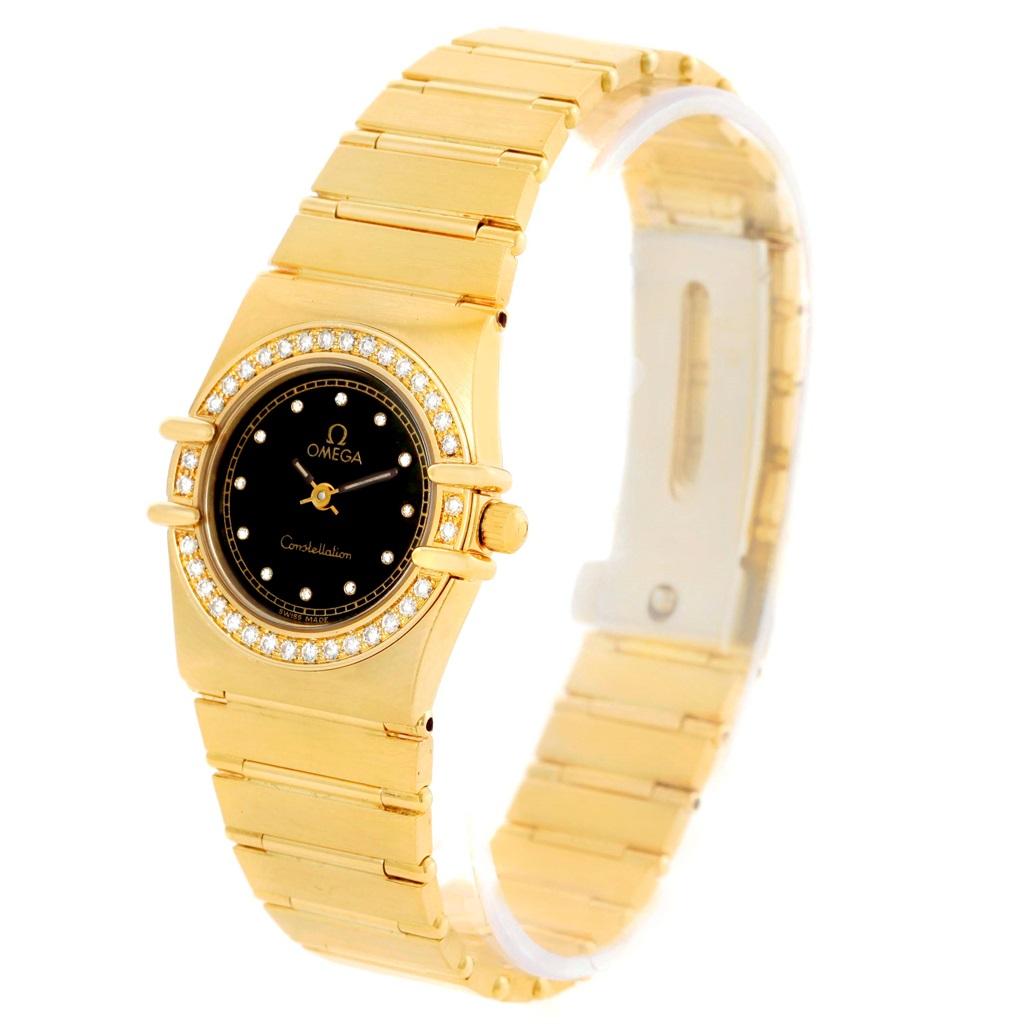 Omega Constellation 18 Karat Yellow Gold Diamond Black Dial Watch 4