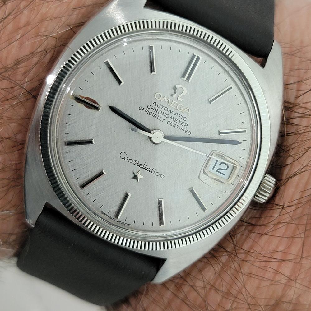 Omega Constellation 18k Gold Lünette Herren Datum Automatik 1960er Jahre Vintage RA539 im Angebot 10