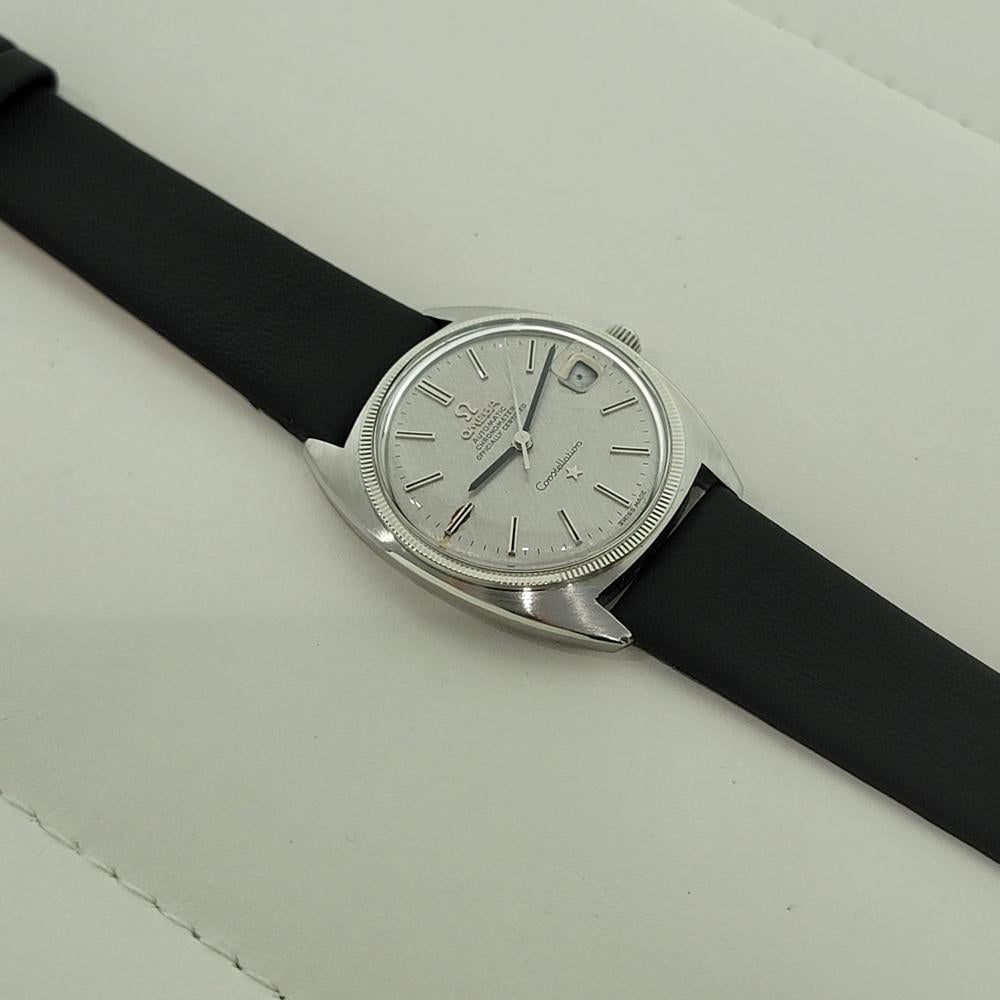Omega Constellation 18k Gold Lünette Herren Datum Automatik 1960er Jahre Vintage RA539 im Angebot 4